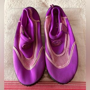 Star Bay Womens Water Shoes Fabric Mesh Hook & Loop Pink White Size 7